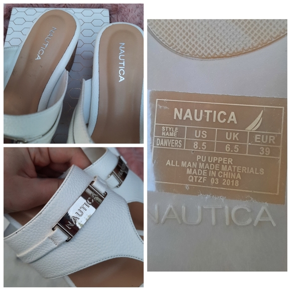 Nautica Danvers Sandals Platform Cork Wedge Thong Sandal 8.5 NEW Off White - Picture 9 of 10